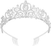 Betoverende Diadeem Kroon met Zijdelingse Kammen - Schitterend Accessoire voor Speciale Gelegenheden-zilver