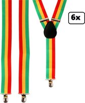 6x Bretels breed 35mm rood/geel/groen - festival thema feest fun party verjaardag carnaval