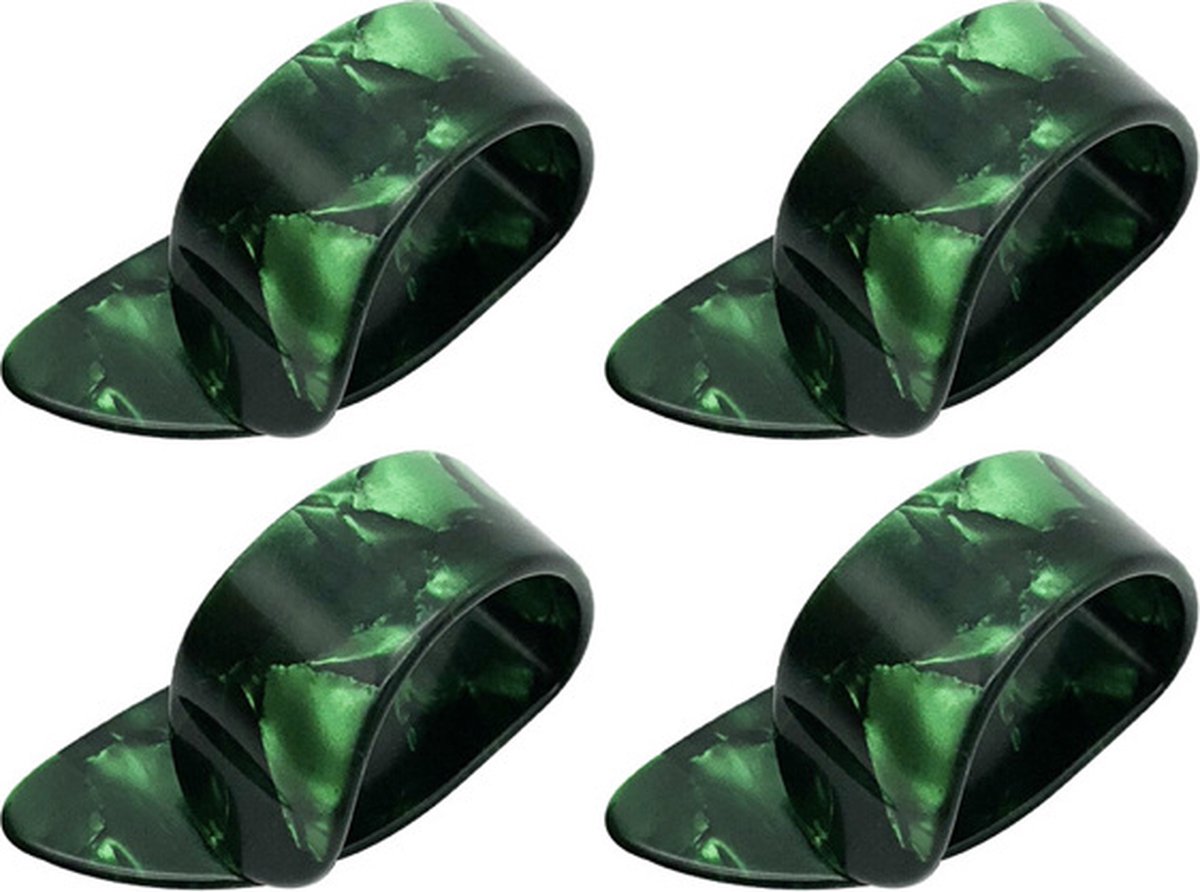 Vinger plectrum - gitaar - duim plectrum - 4 stuks - Groen