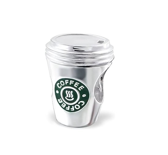 Charme pour Bracelet Pandora | Charme de pause | Charme de Café | Charme suspendu Charm | Argent véritable | 925 | Émail | Vert | Multicolore | Bracelet Perle | cadeau de Noël | Cadeau de Sinterklaas