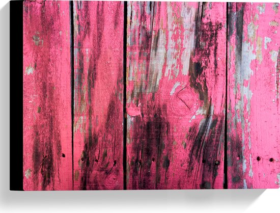 Canvas - Roze Geverfde Schutting - 40x30 cm Foto op Canvas Schilderij (Wanddecoratie op Canvas)