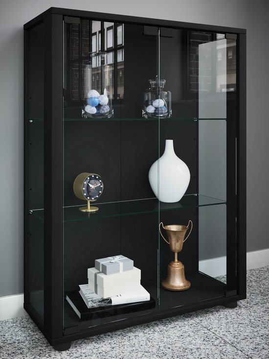 VCM Houten glazen vitrinekast verzamelen Showcase glazen vitrinekast staande  showcase... | bol.com