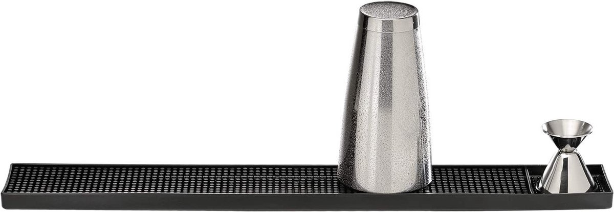 Goedkoopste barmat, 60 x 8 cm, h 1 cm, afdruipmat, droogmat voor servies, snel drogen van glazen, kunststof mat incl. 8 x 8 cm legplank, zwart