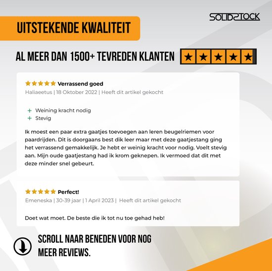 SolidStock Professionele Gaatjestang voor riem - met Gratis Meetlat - Ponstang - Revolvertang - Gatentang