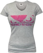 Bad Boy Logo Dames T-shirt met V-hals Grijs Roze Kids - 14 Jaar