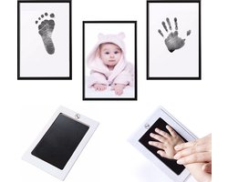 4 stuks - JGR - Baby handafdruk - Baby voetafdruk - Set - Baby Art - Kraamcadeau -Babyshower Cadeau – Inktafdruk – Pootafdruk Hond & Kat Inclusief beschrijving Nederlands/Engels