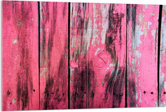 Acrylglas - Roze Geverfde Schutting - 120x80 cm Foto op Acrylglas (Met Ophangsysteem)