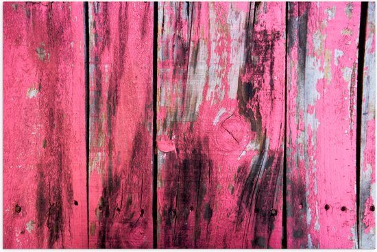Poster Glanzend – Roze Geverfde Schutting - 105x70 cm Foto op Posterpapier met Glanzende Afwerking