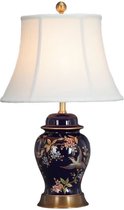 Fine Asianliving Chinese Tafellamp Porselein Blauw Handgeschilderd D36xH60cm