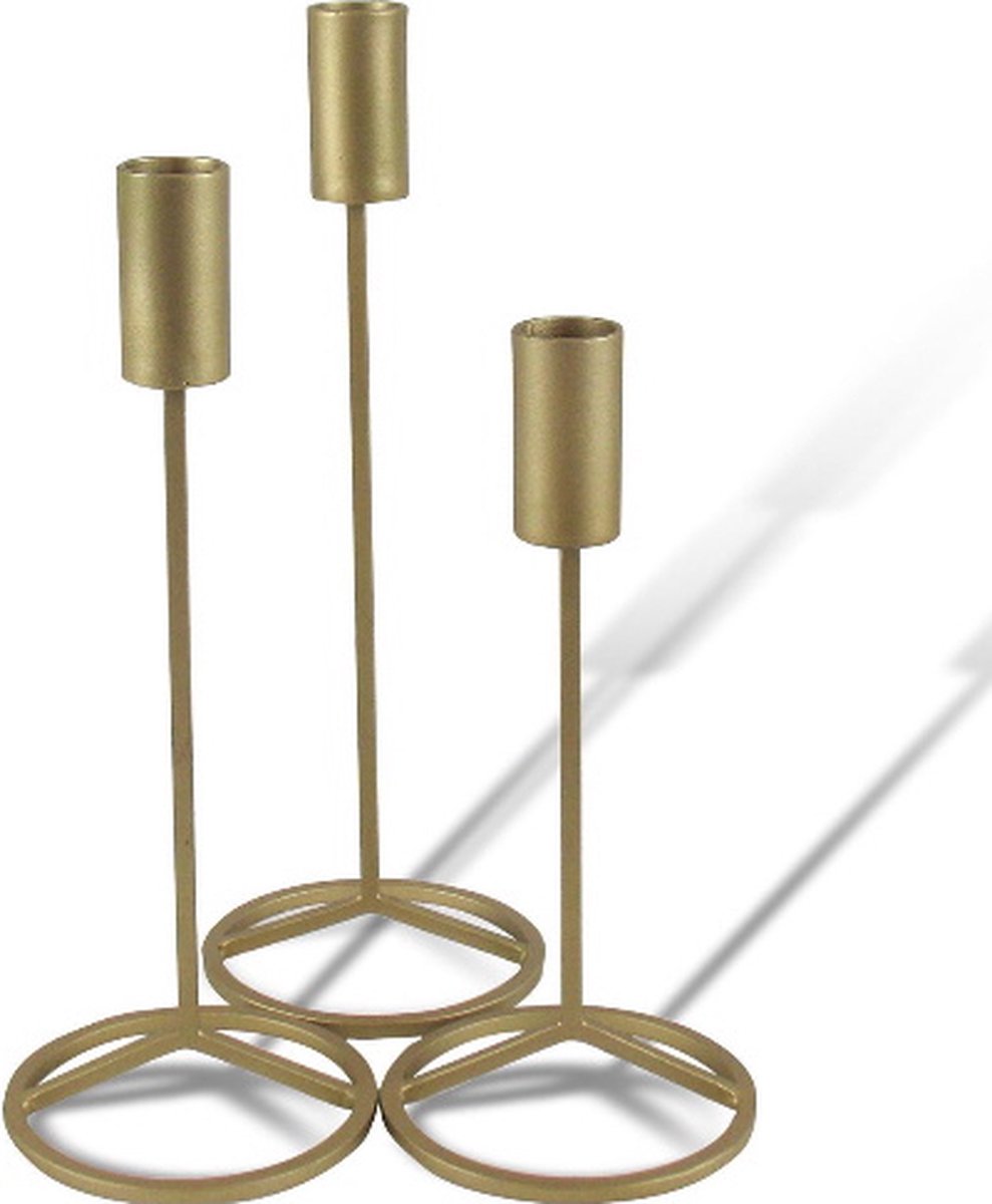 Branded by Kandelaar goud ronde ring voet, 27 cm