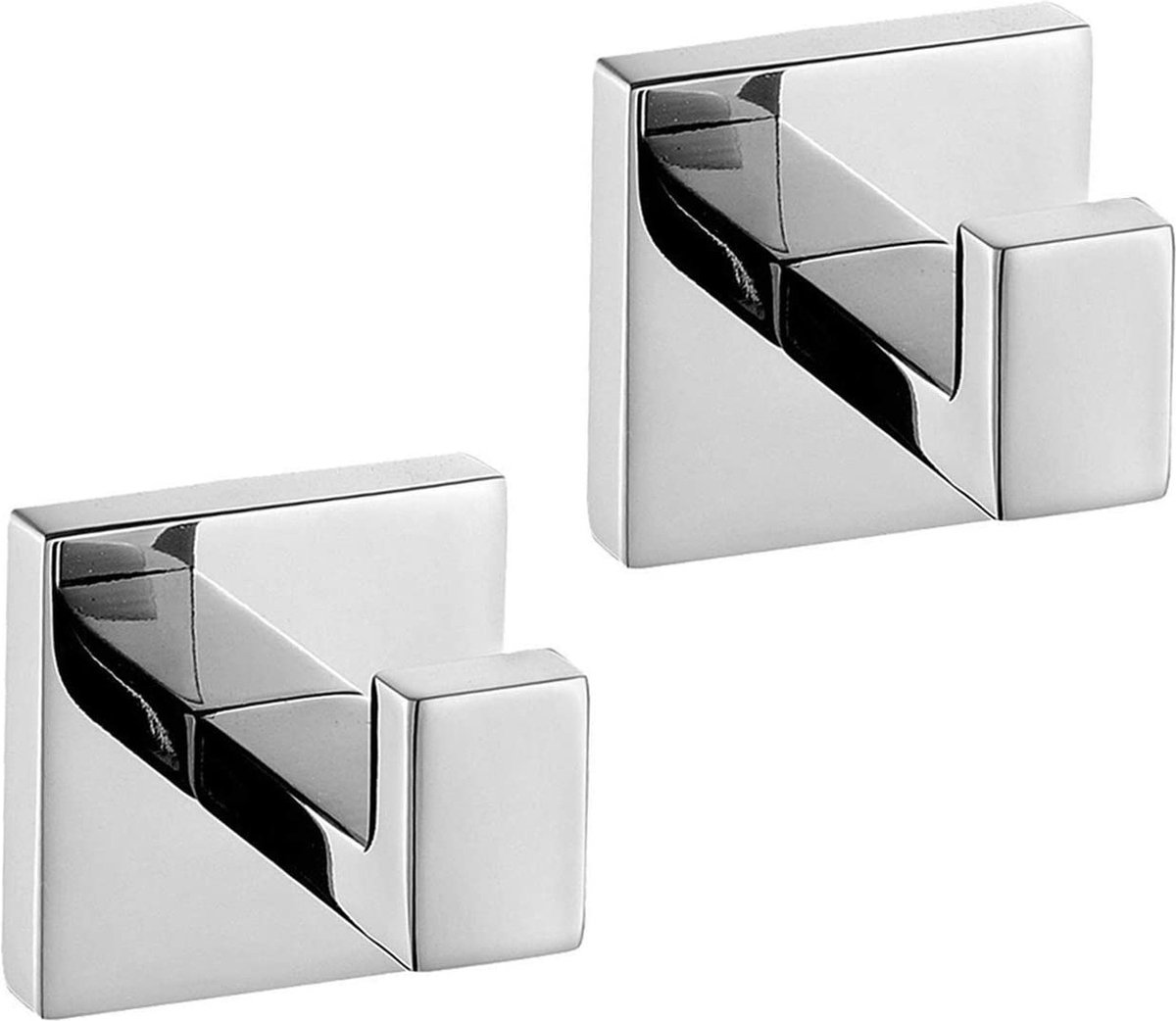 2 stuks handhaken chroom, badkamerhaken van RVS voor een handhaak, badjas, kledinghaak