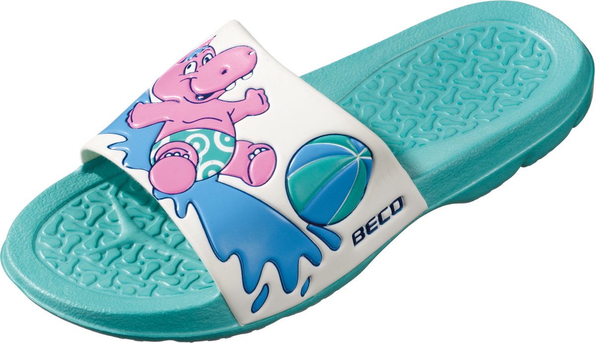 Kinder voetbed slipper, turquoise, maat 35