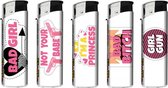 Tobaliq Briquets Piezo Electroniques "Girl Gun Pink" Designs (5 Pièces)