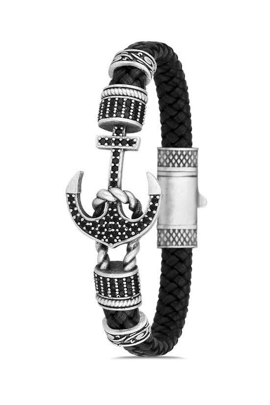 Malinsi Armband Heren Zwart Snoeren RVS En Leer 20 Cm 2 Verlengstuk Armbandje Mannen 593134785 Malinsi Armband Heren Zwart Snoeren RVS En Leer 20 Cm 2 Verlengstuk Armbandje Mannen 593134785