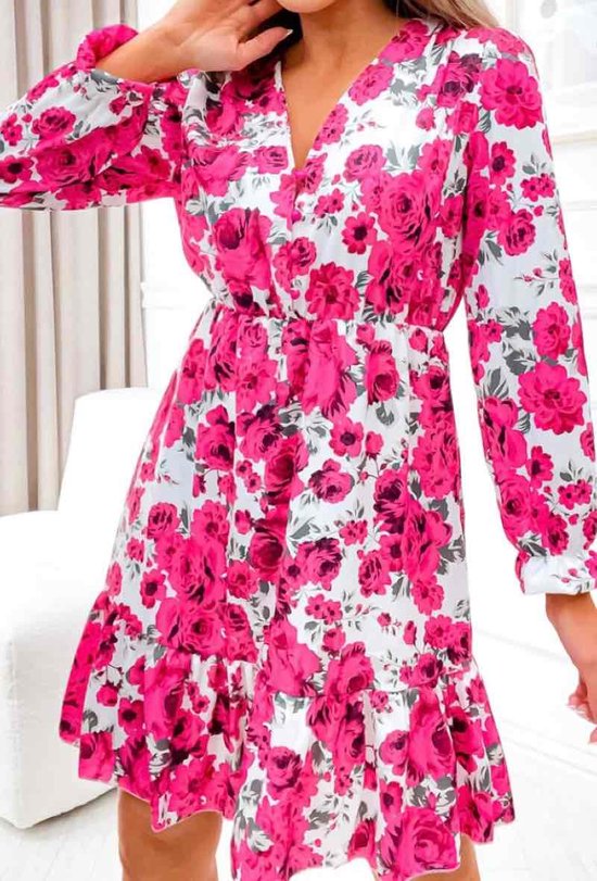 Estee Brown MIDI SHIRT Spring 2023 DRESS WVN-Fuchsia- Dames Jurk - Maat M