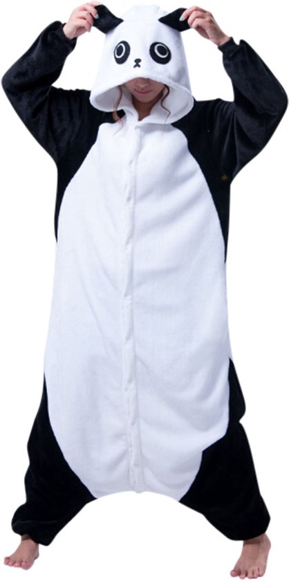 Panda Onesie Pak Kostuum Outfit Huispak Jumpsuit Verkleedpak - Verkleedkleding - Halloween & Carnaval - SnugSquad - Kinderen & Volwassenen - Unisex - Maat L voor Lichaamslengte (168 - 175 cm)