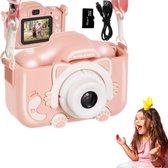 Kruzzel Digitale Camera voor Kinderen - Kleur: Roze Kindercamera - Fotocamera voor Meisjes & Jongens - Fototoestel voor Kids - Vloggen - Vakantie Speelgoedcamera - Hoge Kwaliteit - Veel Mogelijkheden & Opties & 16GB Micro SD inbegrepen - Met 5 Games