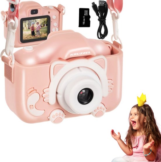 haalbaar Dat Desillusie Kruzzel Digitale Camera voor Kinderen - Kleur: Roze Kindercamera -  Fotocamera voor... | bol.com
