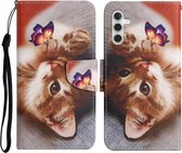 BookCover Hoes Etui geschikt voor Samsung Galaxy A54 - Lieve Kitten - Vlinder