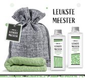 Geschenkset "Voor de leukste meester" - 4 producten - 250 gram | Giftset voor hem - Eind Schooljaar - Cadeau Meesterdag - Bedankje Leraar - Docent - Klein cadeautje - Leerkracht - Speciaal voor de Coach - Schoolmeester - Wellness Cadeaupakkje - Groen