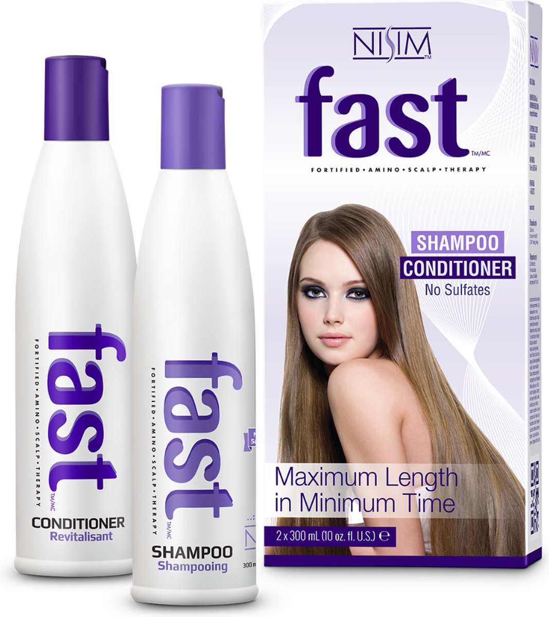 Nisim Fast Hair Kuur - Haargroei versnellende kuur - Sulfaat- en parabeenvrij - 2 x 300ml