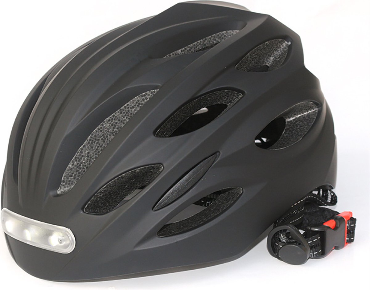 Lightyourbike ® AERO - Fietshelm met Verlichting - Voor & Achter - USB-Oplaadbaar - Elektrische fiets, Racefiets & MTB - Maat L - Zwart