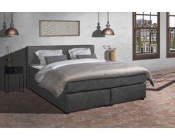 Anno 1588 - Boxspring Amsterdam - Pocketvering - Antraciet - 140x200 cm - Inclusief Dekbed en Kussens