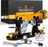 Whisiskey Whiskey Karaf - AK-47 - Luxe Whisky Karaf Set - 1 L - Decanteer Karaf - Whiskey Set - Incl. 4 RVS Whiskey Stones, Schenktuit & 2 Whiskey Glazen - Peaky Blinders