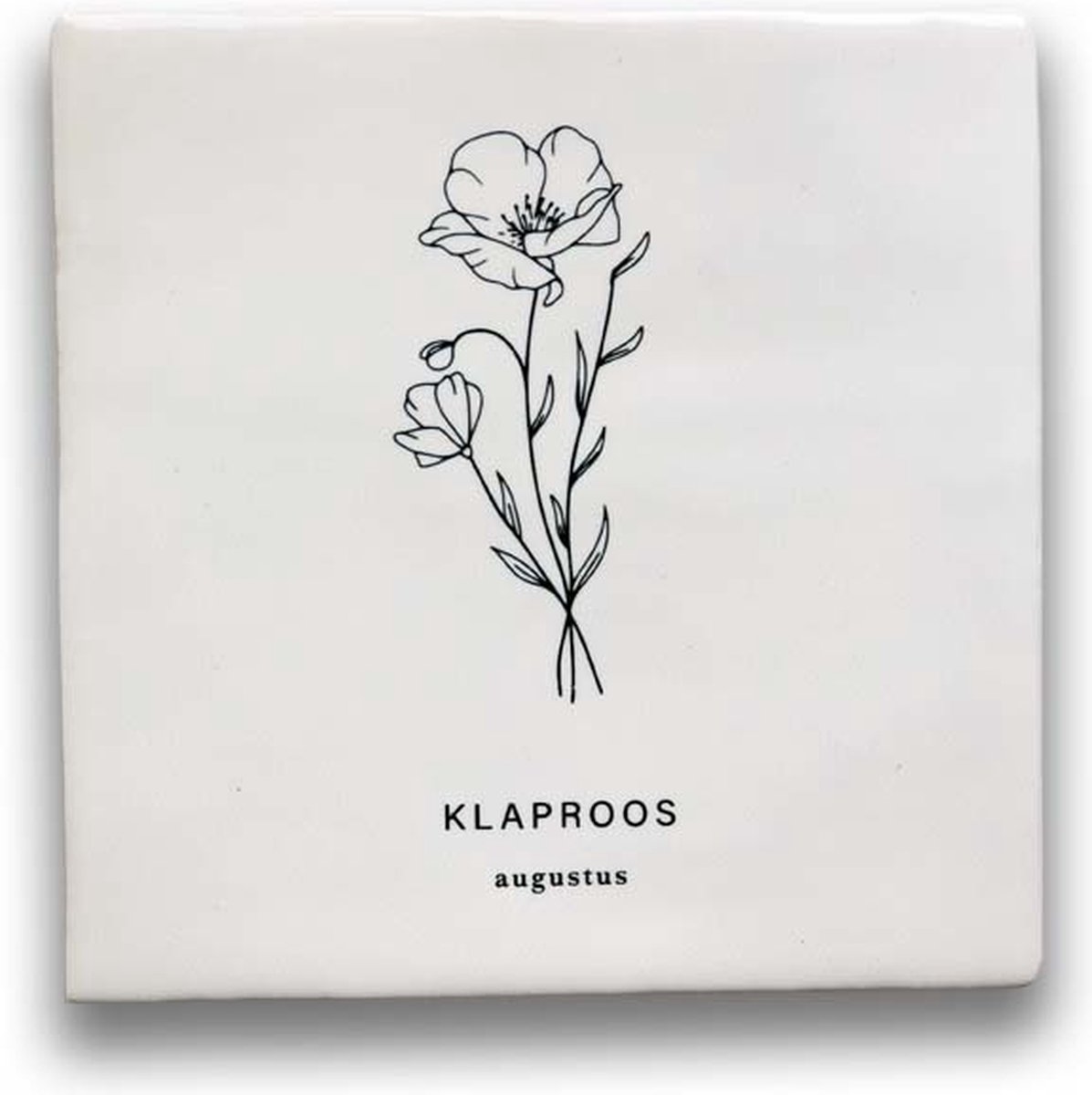 Maan Amsterdam Tegeltje geboortebloem - Augustus - Klaproos - Kraamcadeau - Geboortebloem cadeau - Wanddecoratie
