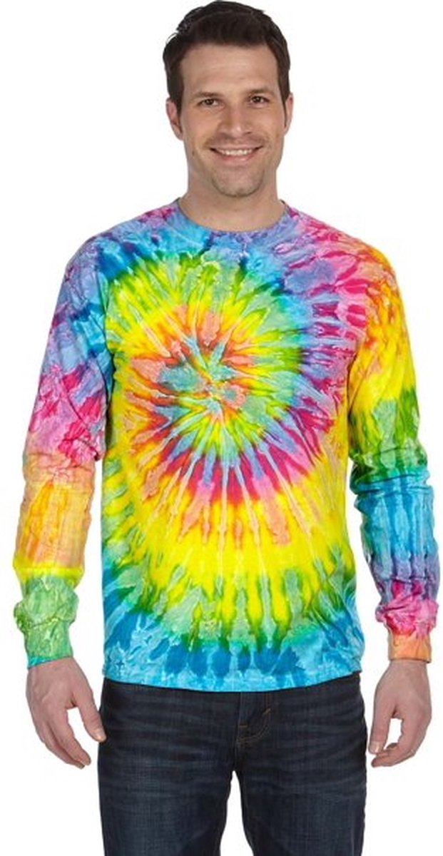 Volwassen Unisex lange mouw Tie-Dye T-Shirt Maat S