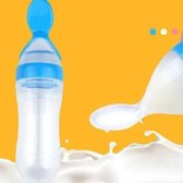 Cuillère à manger pour bébé 90 ml - Biberon - Sans BPA - Biberon / cuillère en silicone pour nourrisson - Bleu