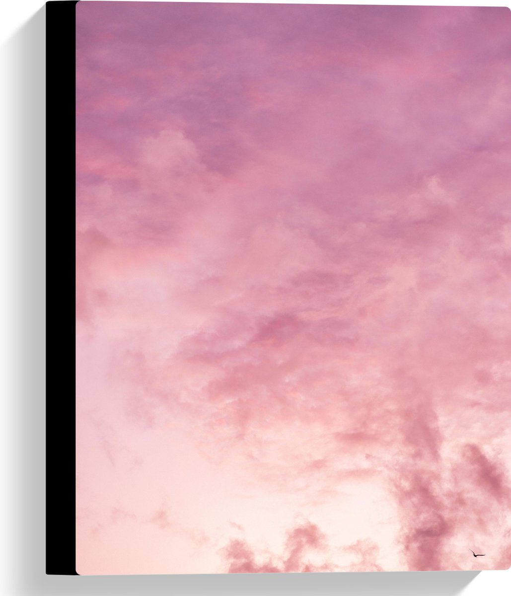 Canvas - Zachtroze Lucht met Sluierbewolking - 30x40 cm Foto op Canvas Schilderij (Wanddecoratie op Canvas)