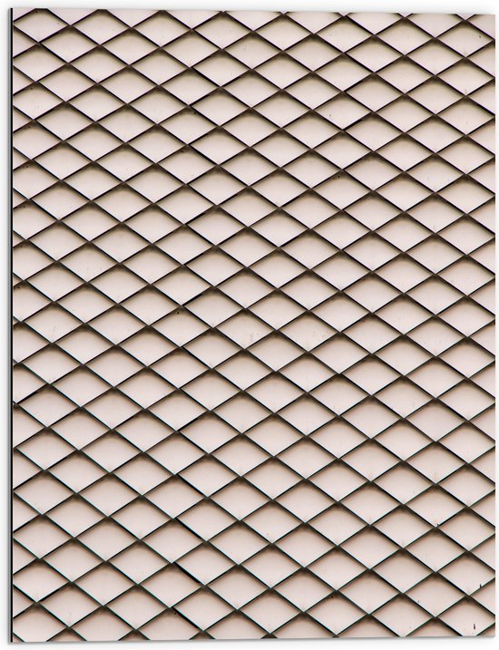 Dibond - Visnet Patroon van Zwart op Beige - 60x80 cm Foto op Aluminium (Met Ophangsysteem)