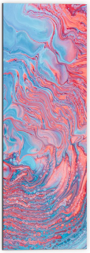 Dibond - Vlekken in het Roze en Blauw - 50x150 cm Foto op Aluminium (Wanddecoratie van metaal)