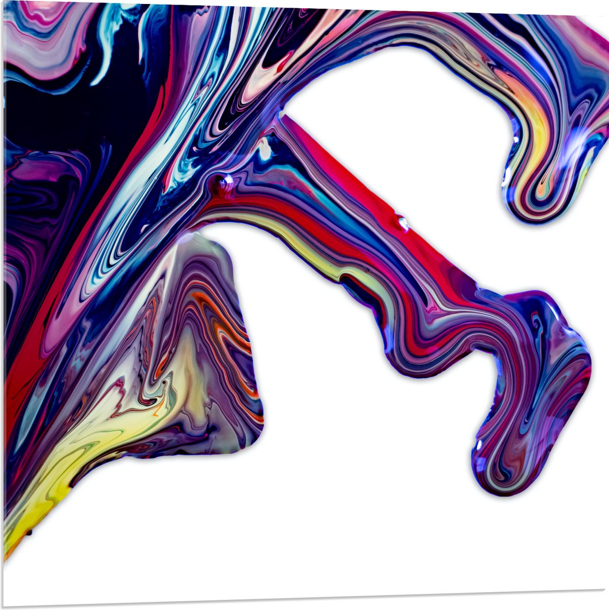 Acrylglas - Uitlopende Verf van Verschillende Kleuren - 80x80 cm Foto op Acrylglas (Wanddecoratie op Acrylaat)