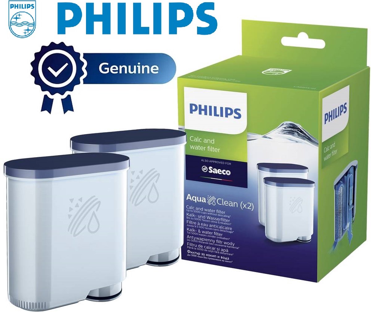 Philips Filtre à eau CA6903 AquaClean Filtre à calcaire et à eau 2 pièces
