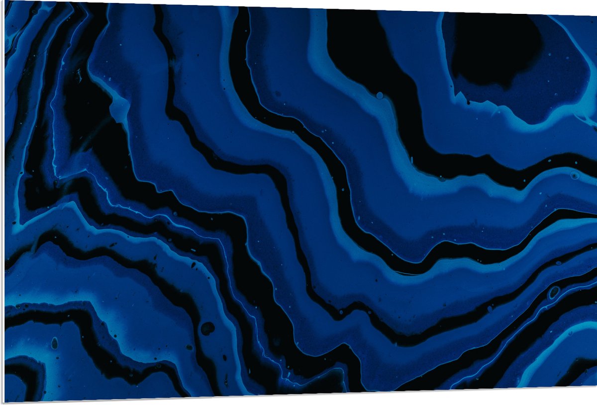 PVC Schuimplaat- Zwarte en Blauwe Banen Verf - 120x80 cm Foto op PVC Schuimplaat
