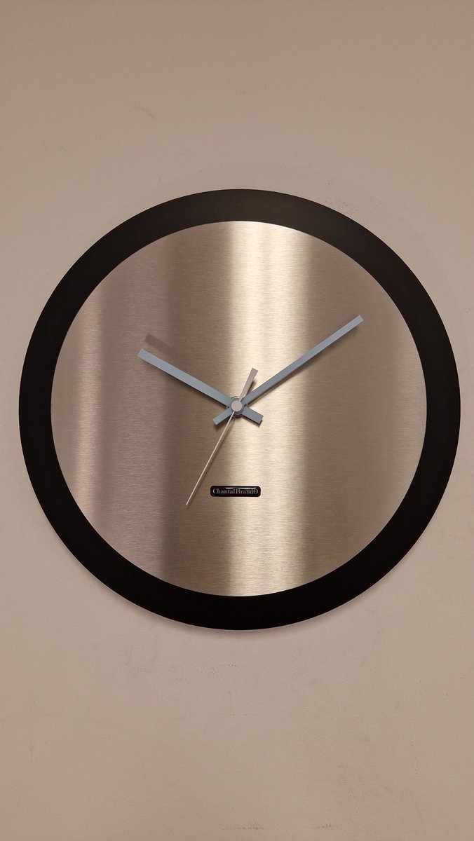 Wandklok ChantalBrandO MISTRAL BLACK & RVS -- MODERN DESIGN