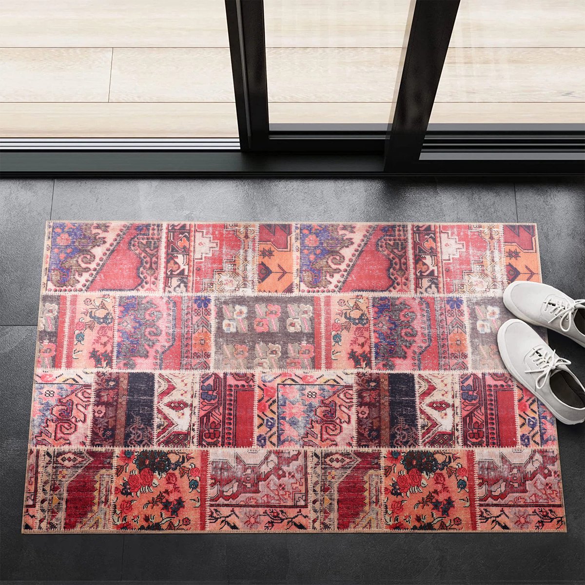 NETLINE HOME - Wasbaar - Antislip Deurmat voor badkamer, entree - Binnendeurmat - Moderne Patchwork Design Deurmat - Gemakkelijk schoon te maken - Laagpolig (60x90)