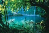 Fotobehang Tropical Waterfall Lagoon Forest | XXL - 206cm x 275cm | 130g/m2 Vlies