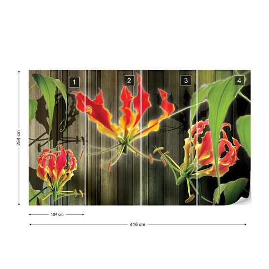 Papier peint Fleurs Floral | XXXL - 416 cm x 254 cm | Polaire 130g / m2