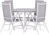 Break tuinmeubelset tafel 120x120cm, 4 stoelen Break, grijs,grijs.