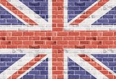 Fotobehang Brick Wall Union Jack | XL - 208cm x 146cm | 130g/m2 Vlies