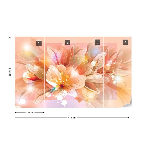 Papier peint photo Fleurs Nature Orange | XXXL - 416 cm x 254 cm | Polaire 130g / m2
