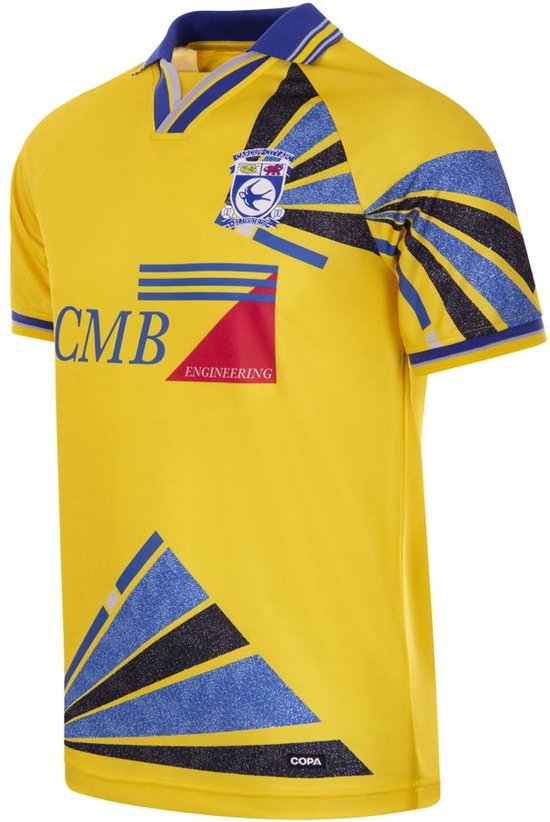 Foto: Copa cardiff city 1997 1998 retro voetbal shirt s geel