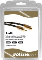 ROLINE GOLD 3,5 mm audio verlengkabel M/F, Retail Blister, 2,5 m