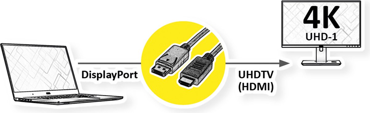 ROLINE DisplayPort Kabel DP - UHDTV, Dun, M/M, zwart, 2 m