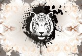 Fotobehang Tiger Abstract | XXXL - 416cm x 254cm | 130g/m2 Vlies