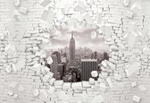 Fotobehang New York City Skyline Brick | XL - 208cm x 146cm | 130g/m2 Vlies