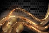 Fotobehang Golden Swirl Abstrakt | XXL - 206cm x 275cm | 130g/m2 Vlies